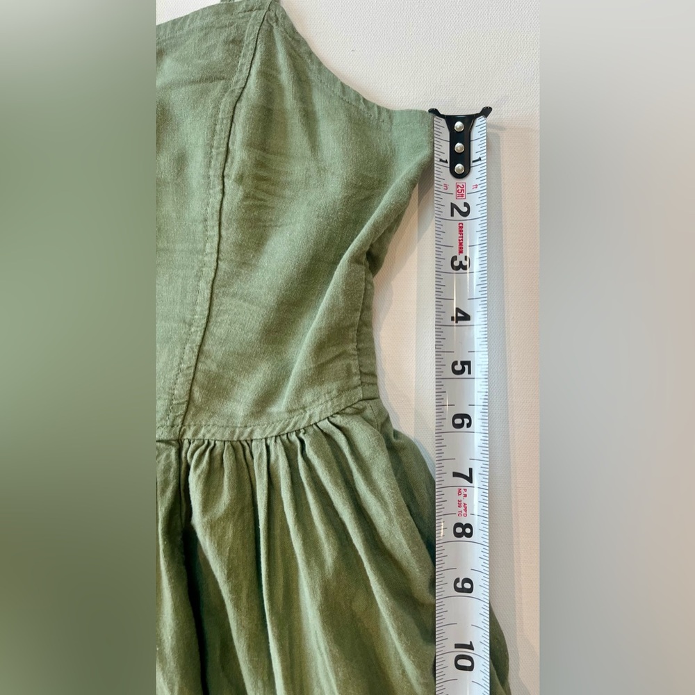 aerie Olive Green/Sage Dress Small Petite Pockets Linen Blend - Picture 10 of 14